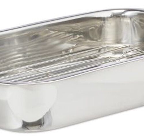 Doodadeals® Braadslede met Rooster XL - 100% RVS - Oven Braadslee met Handvaten - Vaatwasserbestendig - 7 x 43 x 31 cm - Zilver