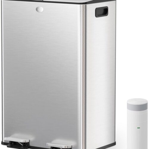 Dubbele Prullenbak - Afvalbak - Afvalemmer - Vuilnisbak - Recyclingcontainer - 2x30L Inhoud - Zacht Sluitende Deksel - RVS Duurzame Constructie