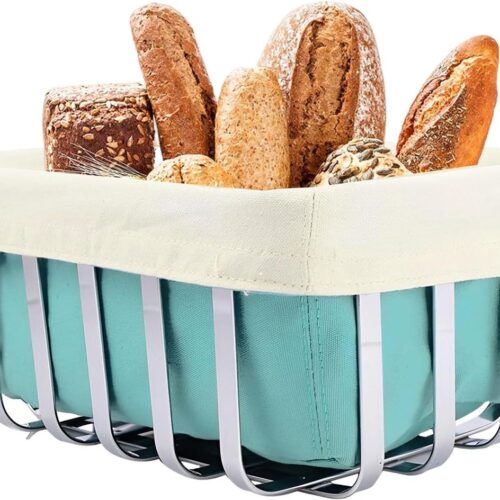 EGoods - Broodmand voor in de keuken | Modern design | Koolstofstaal | Herbruikbare broodzak | Pauwengroen