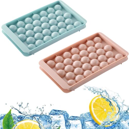 EXCITAT IJsblokjesvorm - Mini ronde ijsblokjesvorm - Vriezer ijsblokjesmachine - met deksel - 2 stuks