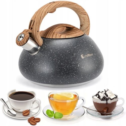 Elitehoff 3L RVS Waterkoker met Fluitje - Geschikt voor Inductie - Grijs