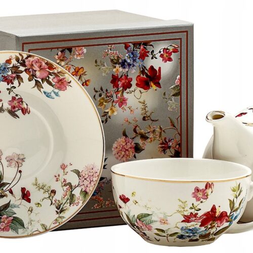 Engelse collectie Theeservies: Theepot & Kop met Schotel