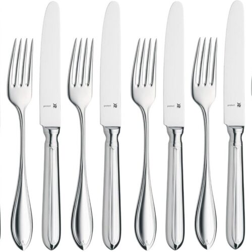 Ergonomische 12-delige Ontbijt en Dessert Bestekset voor 6 Personen, Vaatwasmachinebestendig, Holheft Messen