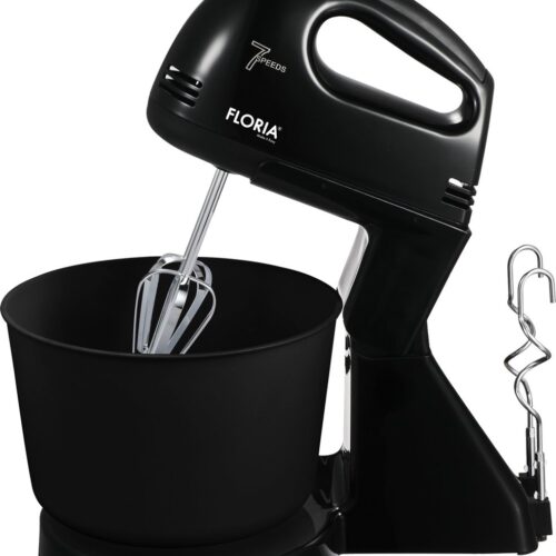 Floria Handmixer met Mengkom - Elektrische Mixer - Keukenmachine met 7 snelheden - Zwart