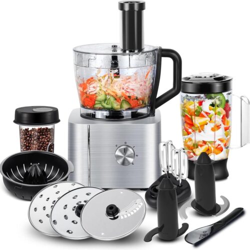 Foodprocessor - Compacte Keuken Processor voor Efficiënte Voedselbereiding - Inclusief Diverse Snijbladen en Kneedhaak