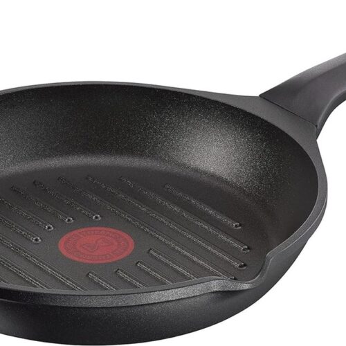 Gegoten Aluminium Grillpan 26 cm - Antiaanbaklaag, Thermo-Signaal Temperatuurmeter, Vaatwasmachinebestendig, Geschikt voor Inductie