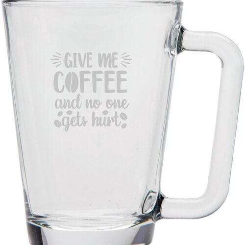 Gegraveerde Koffieglas 26cl Give me coffee and no one gets hurt