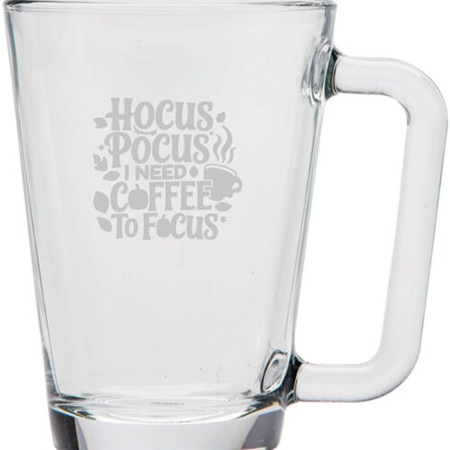 Gegraveerde Koffieglas 26cl Hocus pocus i need coffee to focus