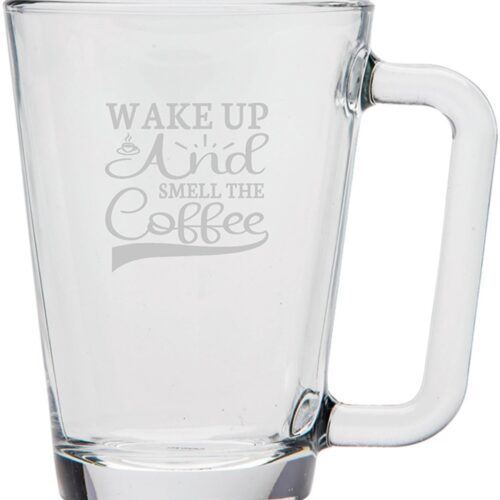 Gegraveerde Koffieglas 26cl Wake up and smell the coffee