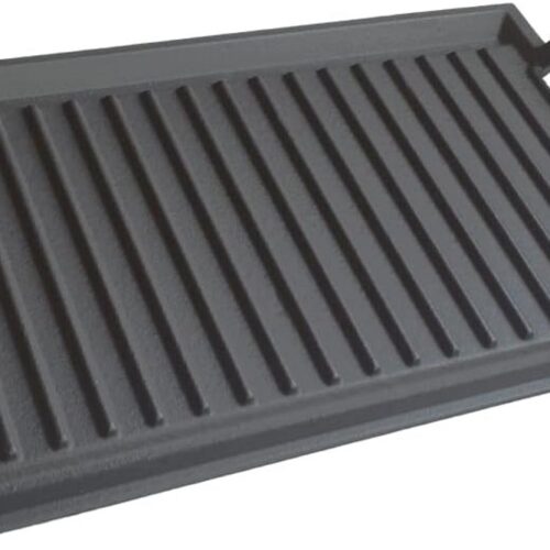 Gietijzeren Grillpan 43x23 cm met 2 Handgrepen - Voor Inductiekookplaat en Open Vuur