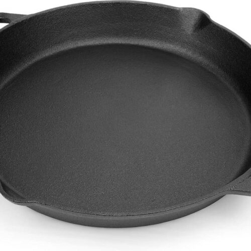 Gietijzeren Grillpan Ø35 cm met Handgrepen en Tuiten voor Gasgrills en Houtskoolgrills