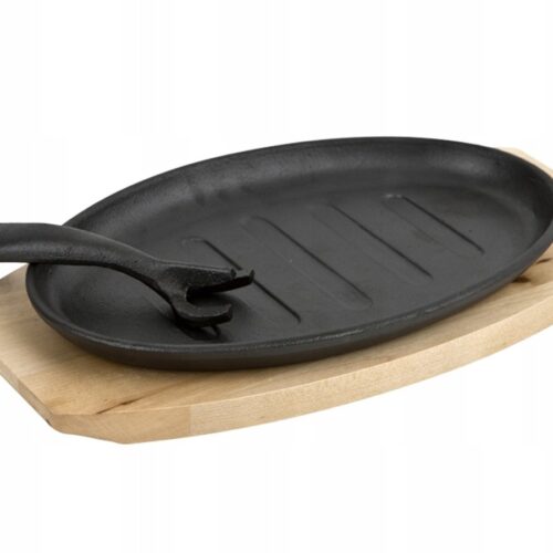 Gietijzeren Grillpan met Houten Plank - 27cm