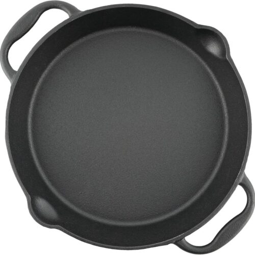 Gietijzeren grillpan met twee handgrepen en twee schenktuiten - Serveerpan - Diameter 20 cm