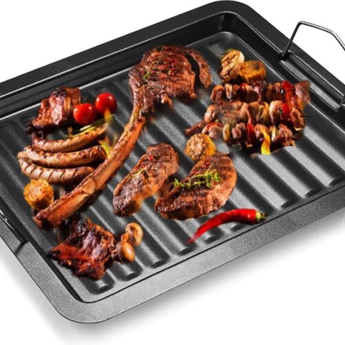Goodivery ® Rechthoekige Gietijzeren Grillplaat met Antiaanbaklaag voor Camping en Koken