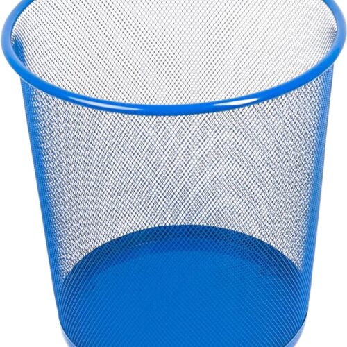 Goodivery® - Prullenbak voor kantoor - Prullenbak voor kantoor - 12 liter - afvalemmer - prullenbak van draadvlechtwerk - prullenbak - metalen bureauemmer mesh - rond - marineblauw