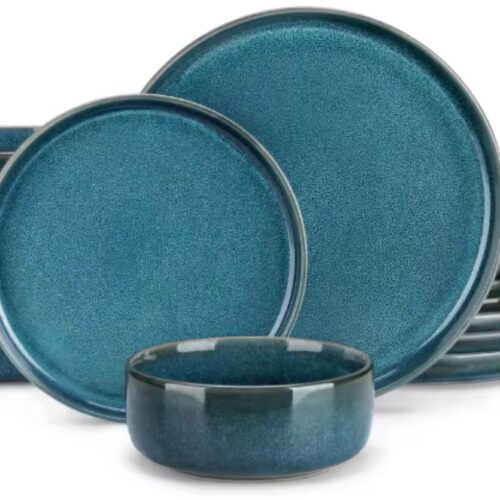 Grandeur Ontbijtborden - Dinerborden - 4 persoons - 12 delig - Blauw Keramisch - Kleine Borden