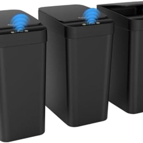 Gravora 3-pack automatische prullenbakken met sensor - Slanke afvalemmers voor badkamer en keuken