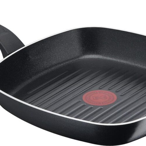 Grillpan 26 x 26 cm antiaanbaklaag thermo-signaal temperatuurindicator zwart - Easy Cook Clean