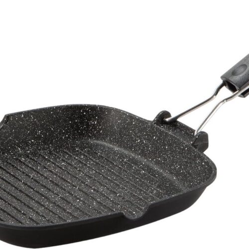 Grillpan, 26 x 26 cm, gegoten aluminium, met coating, 5 lagen