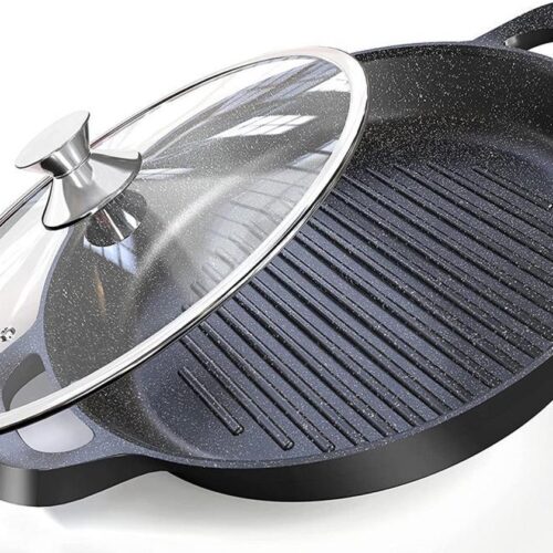 HAKAL Non-stick gegoten aluminium Grillpan 32 cm zwart