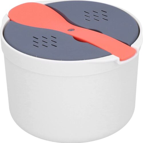 HR Goods - Magnetron rijstkoker - Multifunctionele rijststomer - 2L - Oranje lepel - Vaatwasser bestendig