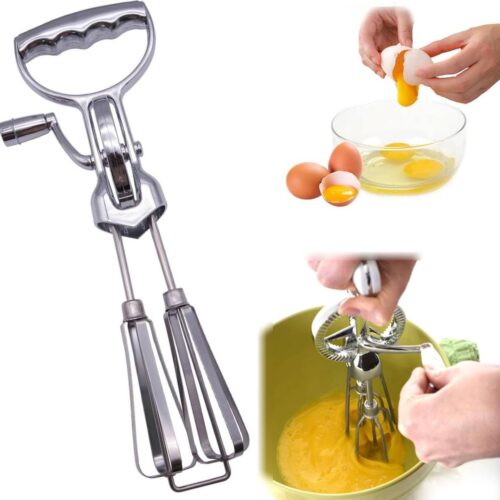 Handmixer met Zwengel - 31 cm - Zilver