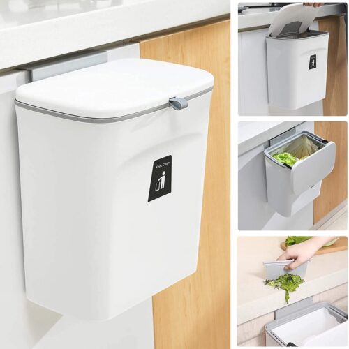 Hangende Afvalemmer 9L - Opvouwbaar Keuken Accessoire met Schraper voor Kastdeuren