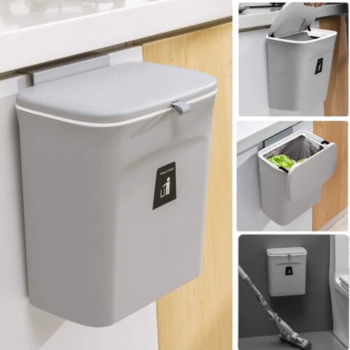 Hangende Vuilnisemmer voor Keuken - 9 L Afvalemmer met Deksel voor Kastdeuren - Multifunctionele Wandafvalemmer voor Badkamer en Kampeerauto