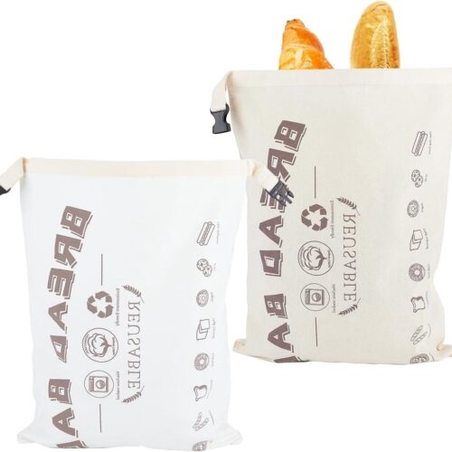 Herbruikbare broodzakken voor vriezer met voering - Set van 2 - Grote opbergzakken voor brood - Geschikt voor broodbakmachines