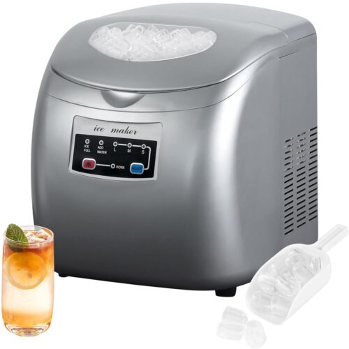 IJsblokjesmachine - Maak 12 kg ijs per dag, 3 maten ijsblokjes, zelfreinigend, stille werking