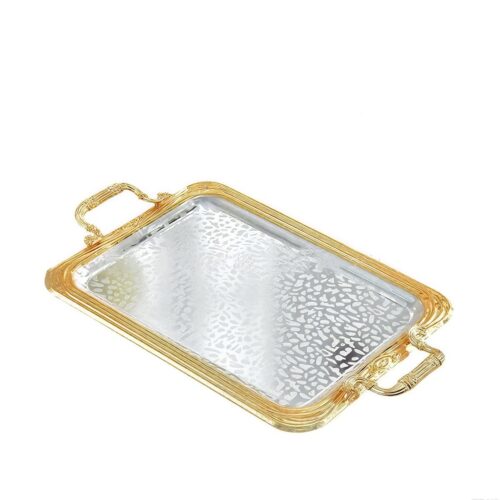 Ibenzoa® Roestvrijstalen vintage dienblad met handgrepen voor veelzijdig gebruik in huis