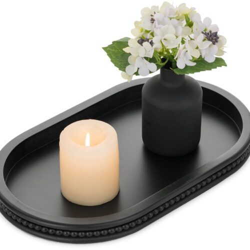 Ibenzoa® Stijlvol Houten Dienblad met Parelaccenten voor Elegante Tafeldecoratie en Organisatie