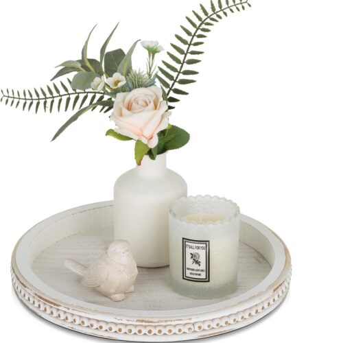 Ibenzoa® Stijlvol Ronde Houten Dienblad voor Decoratief Gebruik in Huis en Keuken