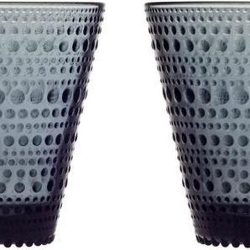 Iittala Kastehelmi - Tumbler Glazen Set - Waterglas - Vaatwasserbestendig - Donkergrijs - 30 cl - 2 Stuks
