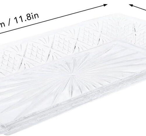 JGS Premium - Glazen Dienblad met Stabiel Patroon voor Dinerfeest en Kerstmis - Rechthoekig Serveerschaal voor Dessert Display en Snacks - Thuis Dineren Buffet