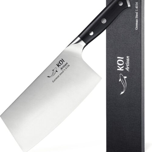 KOI Artisan® Professioneel Koksmes - 17,78 cm - Professionele Kwaliteit Duits Staal - Vlek- & Corrosiebestendig - Hoog Koolstof Damast Duits Messen EN1. 4116 Roestvrij Staal