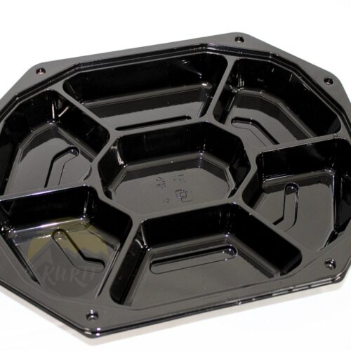 KURTT 10 serveerschalen met deksel (7-vaks), tapas schaal, hard plastic servies schalen, herbruikbaar catering schaal - reusable - servies -