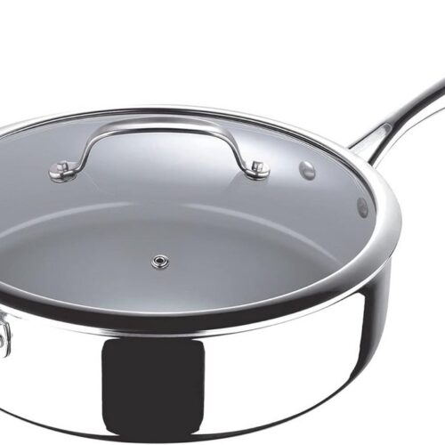Keramische Antiaanbak Sauteerpan 28cm - Roestvrijstalen Kookgerei met Glazen Deksel