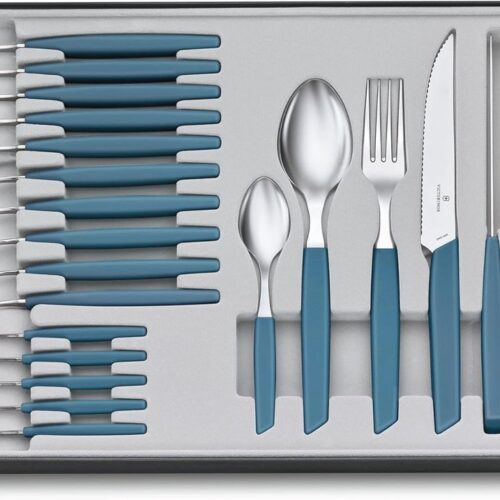 Kleurrijke Bestekset voor 6 Personen - 24-delig met Steakmessen en Kunststof Handgrepen