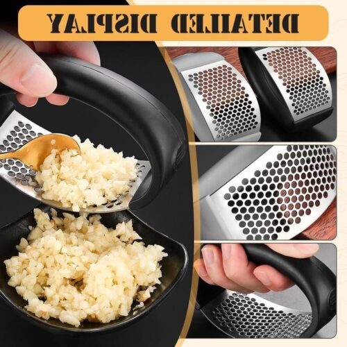 Knoflookpers nieuwste roestvrij-staalontwerp 2024 voor Knoflookpers-kookapparaat en knoflooksnijder - grijs