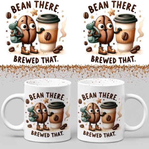 Koffiemok - Bean there brewed that - Wurban Wear | Keramiek | 325 ml (11oz) | Grappige mok | Leuk cadeau | Koffie mok | Drink mok | Leuke mok | Theemok | Foute mok | Fout cadeau | Vaatwasser & magnetronbestendig | Wit