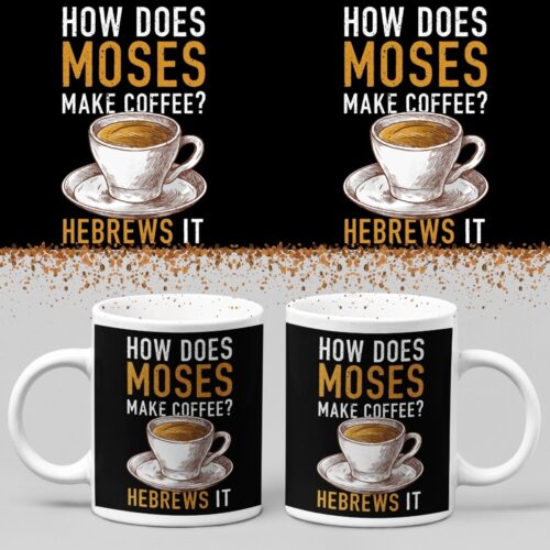 Koffiemok - How does moses make coffee - Wurban Wear | Keramiek | 325 ml (11oz) | Grappige mok | Leuk cadeau | Koffie mok | Drink mok | Leuke mok | Theemok | Foute mok | Fout cadeau | Vaatwasser & magnetronbestendig | Wit