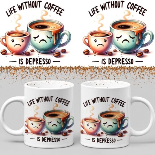 Koffiemok - Life without coffee - Wurban Wear | Keramiek | 325 ml (11oz) | Grappige mok | Leuk cadeau | Koffie mok | Drink mok | Leuke mok | Theemok | Foute mok | Fout cadeau | Vaatwasser & magnetronbestendig | Wit