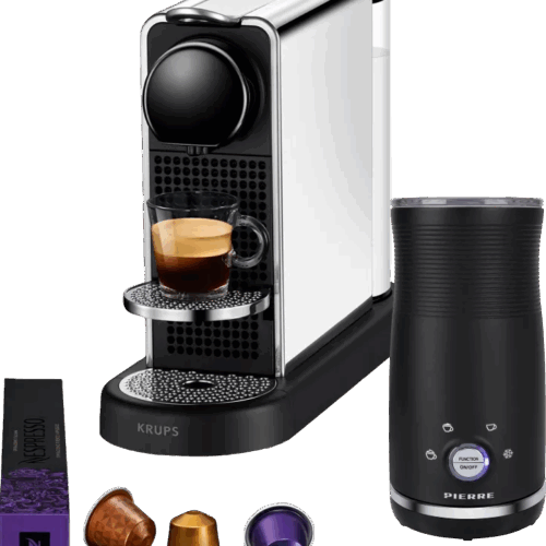 Krups Nespresso CitiZ Platinum XN610D RVS + Pierre Melkopschuimer