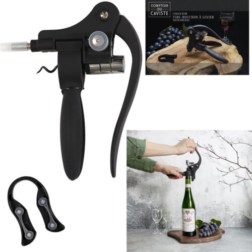 Kurkentrekker - Kurkentrekker Wijn - Wijnopener - Flessenopener - Multifunctioneel - RVS - Zwart