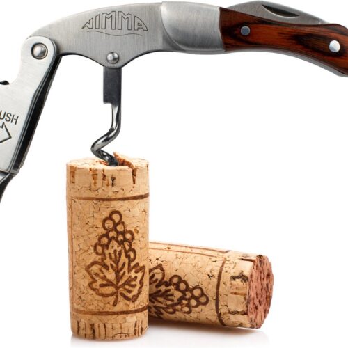 Kurkentrekker - Multifunctioneel - Kurkentrekker Wijn - Kelnersmes - 3 in 1 set - Wijnopener - RVS - Bieropener - Flesopener - Bruin en RVS - van Nimma