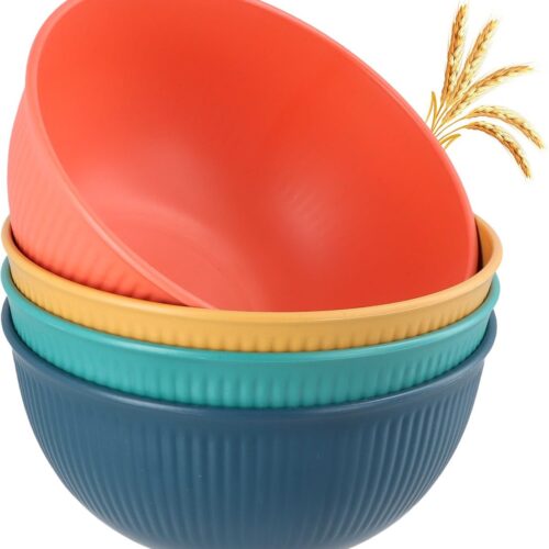 La'Moussawi ® Kunststof Kommenset van Vier Kleurrijke en Onbreekbare Kommen voor Veelzijdig Gebruik