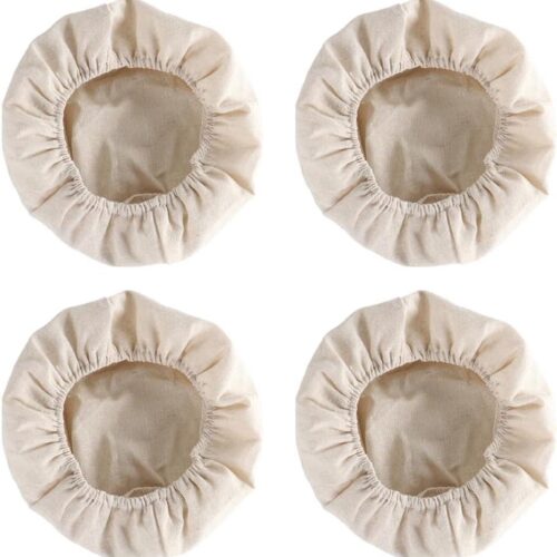 Linnen broodmand set van 4 - Fermentatie doeken voor broodmand - Rotan broodmand voering - Opvouwbare mandhoes - Geschikt voor broodmand fermentatie - Drogen en opslag van broodprodukten