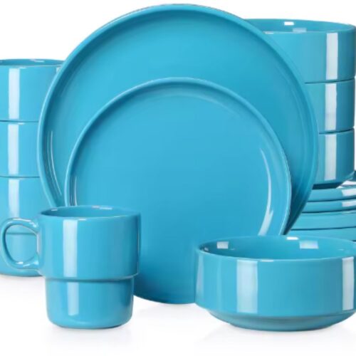 Lucenzo Serviesset - 32 delig - 4 persoons - Baby blauw - Dinerborden - Bordenset - Diepe borden - Ontbijtborden - Servies - Keukenservies