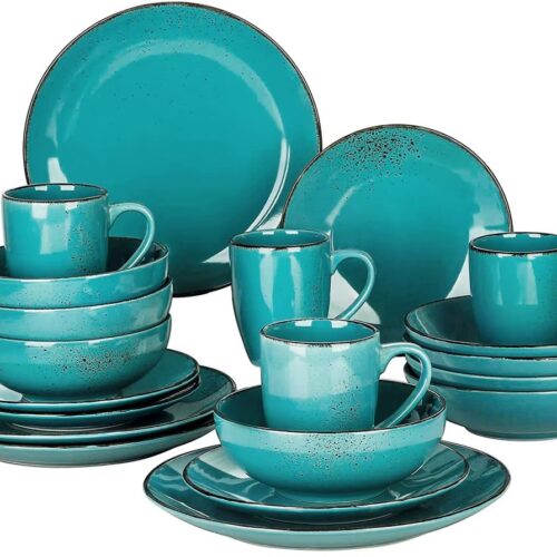 Luxe Serviesset - 16 delig - 4 persoons - Keramische - Bordenset - Dinner platen - Dessertborden - Kommen - Mokken - Meerblauwe